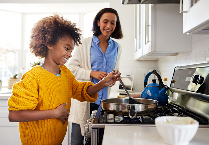 Mother and Daughter Cooking